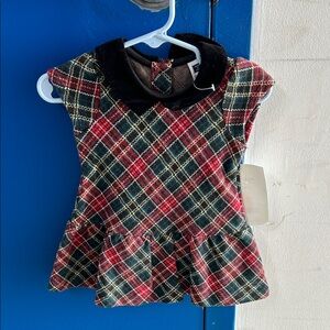 Janie and Jack Multicolor Plaid Dress with Black Accents Christmas